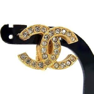 Chanel Earrings CC Logo Gold Metal Clip Type